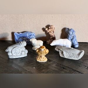 Vintage Set Ceramic Cake Toppers Eagle Horse Lamb Polar Bear 2Fish Cannon Clown